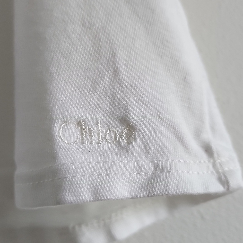Chloé Paris Baby Girl's Designer White T-Shirt with Vibrant Ruffle Sleeves Sz 6M - Picture 5 of 14